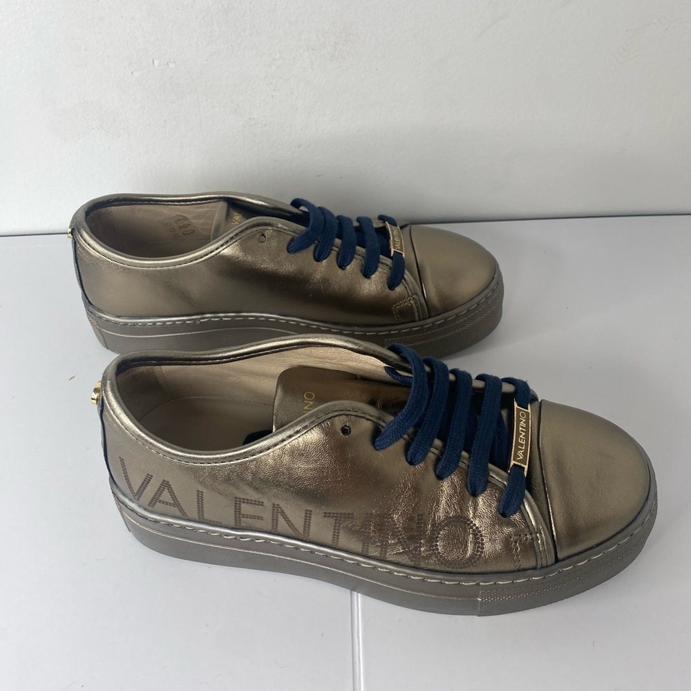 Valentino Womens Bronze Sneakers with Blue Laces - Picture 5 of 8